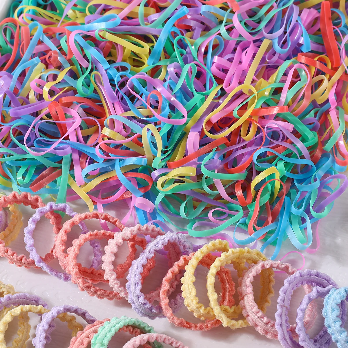 580Pcs Hair Accessories Set for Girls Candy Colors Elastic Hair Ties Children Ponytail Holders Rubber Band Baby Cute Headband