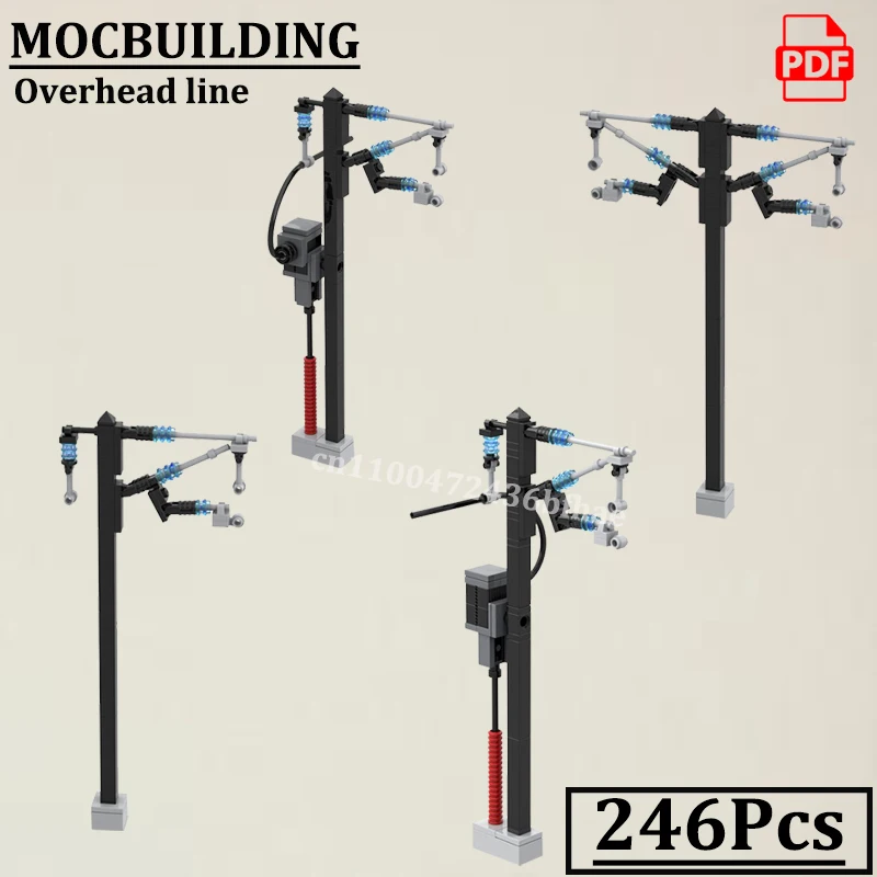 City Street View Overhead line Blocks Model MOCBUILDING Creative Traffic Add-on Railroad Bricks Construction Bricks Toys Gift