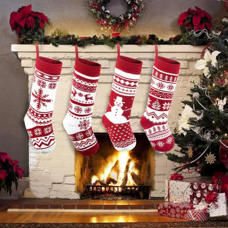 Christmas Stocking Socks Christmas Bags For Gifts Fireplace Xmas Tree Ornaments Decorations For Home New Year Packages