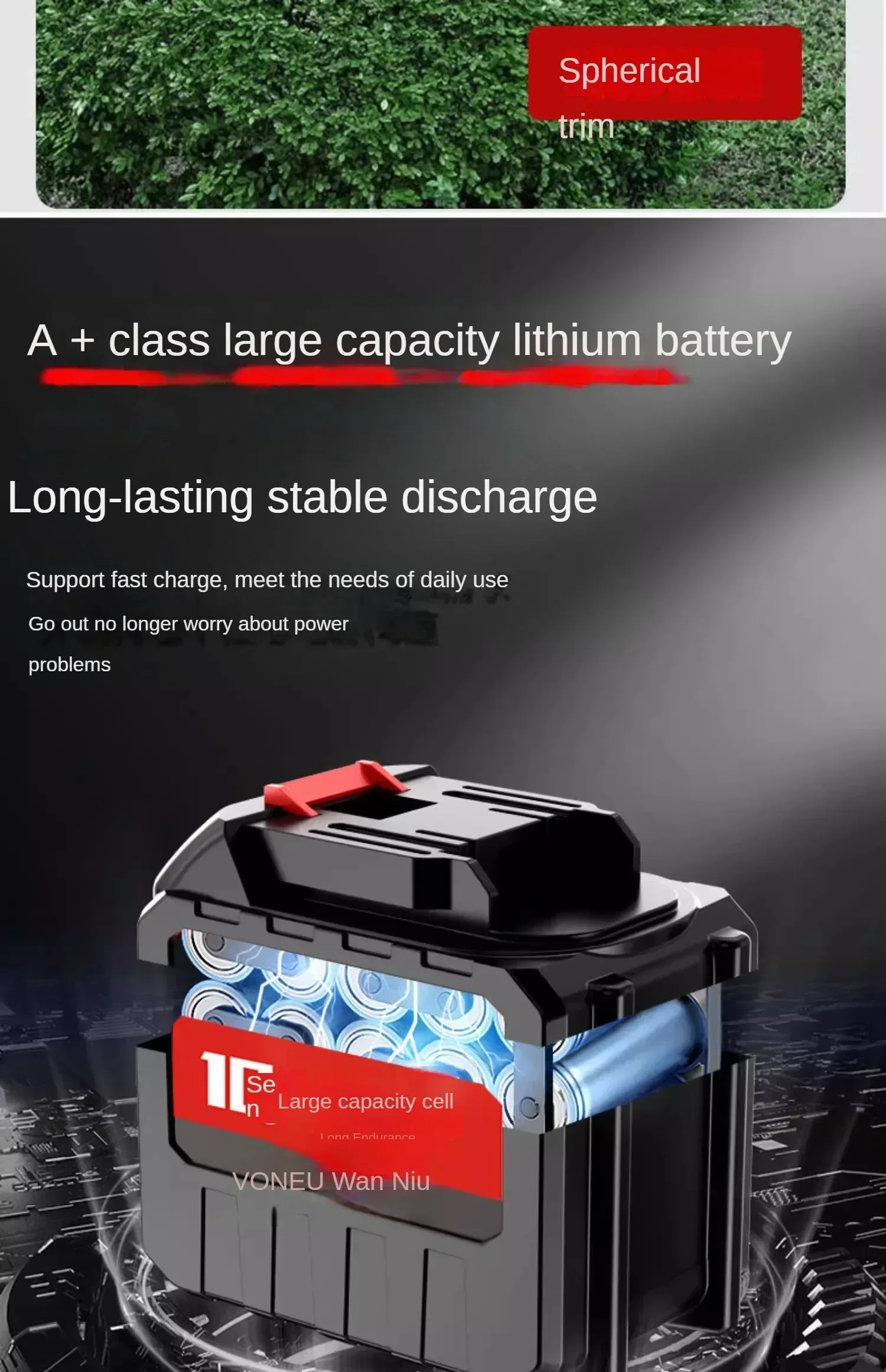 Professional Hedge Pruner for Tea Trees and Garden Hedges - Rechargeable Lithium Battery