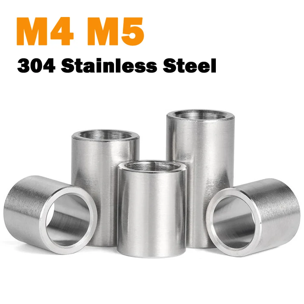 304 Stainless Steel M4 M5 Unthreaded Standoff Spacer Bushing Washer Round Hollow Gasket Sleeve OD 7~9mm Length 2-20mm