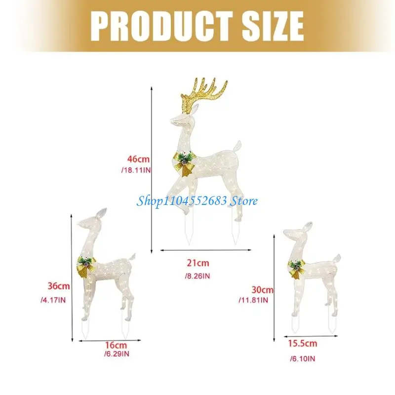 Y6GD 3 قطع LED ضوء حصة الرنة للإضاءة الخارجية لزينة عيد الميلاد والعطلات