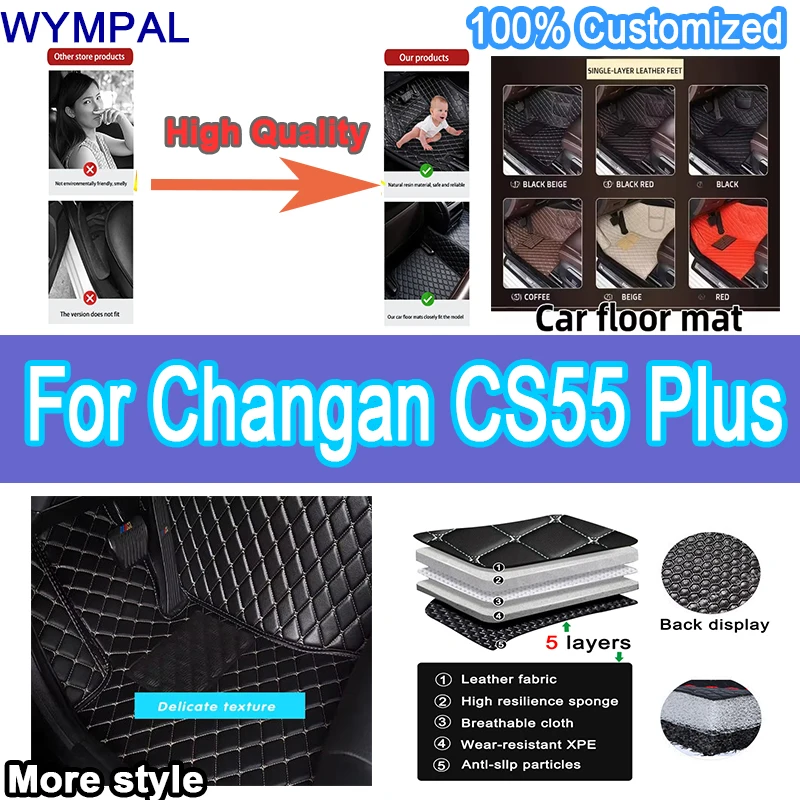 

Luxury Automobile Car Floor Mats For Changan CS55 Plus 2022 2023 Custom Auto Foot Pads Carpet Cover Interior Accessories