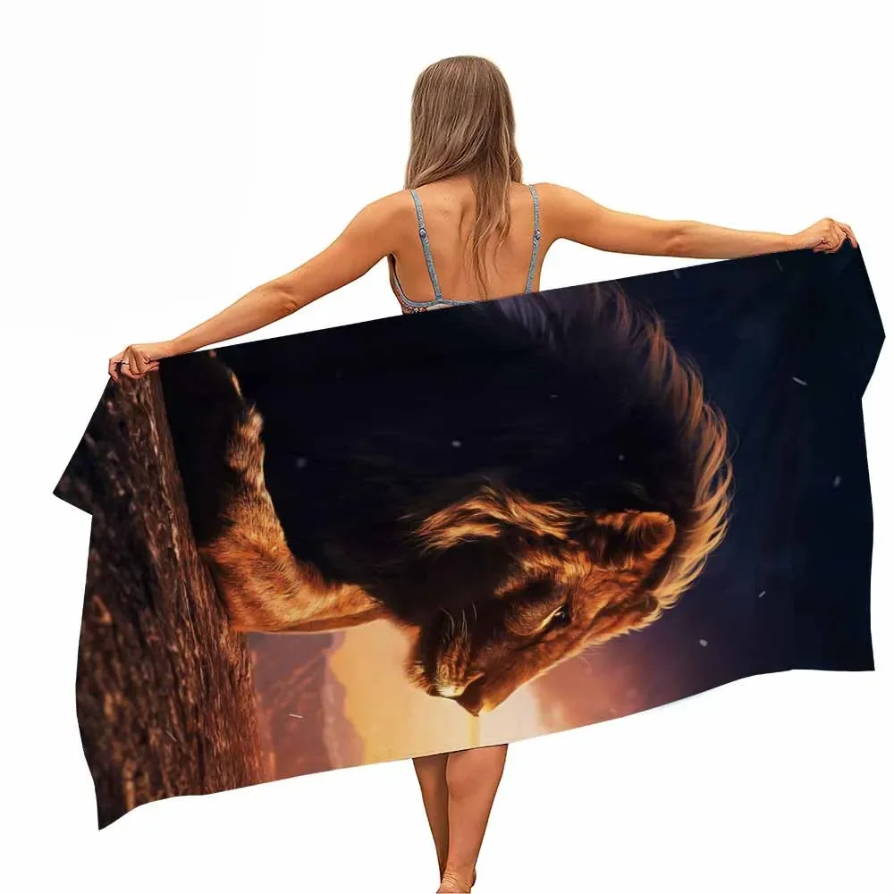 Animal Series Lion Microfiber Pool Beach Towel Portable Quick Fast Dry Sand Outdoor Travel Swim Blanket Thin Yoga Mat Women Men