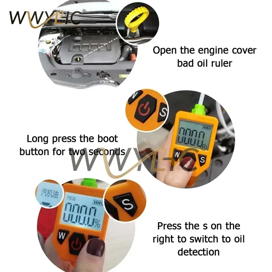 1Pc  Engine Oil Tester for Auto Check Oil Quality Detector with LED Display Gas Analyzer Car Testing Tools
