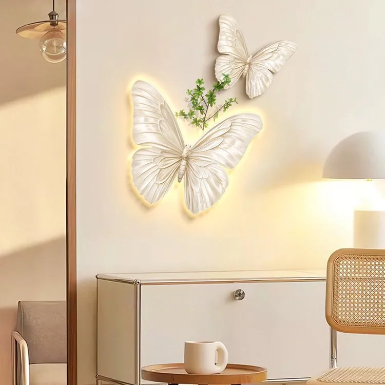 Decoração de Parede Moderna de Luxo com LED 3D, Arte de Parede de Borboleta de Alta Qualidade para Interiores