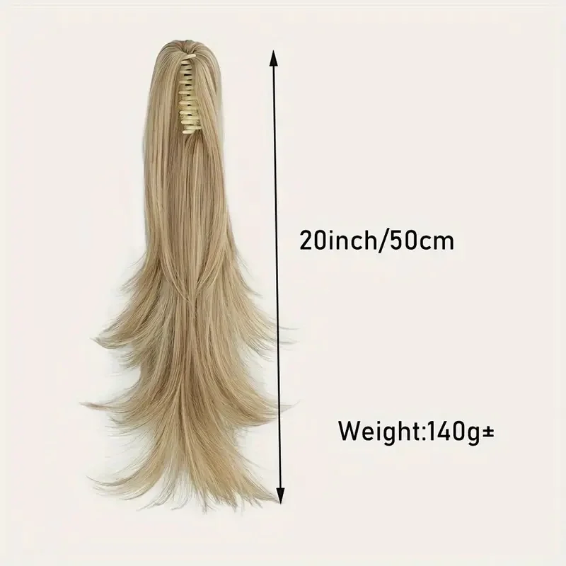 Klip Cakar Rambut Sintetis Tahan Panas Ekstensi Ekor Kuda untuk Wanita Menambah Volume Potongan Rambut Ekor Kuda Panjang Bergelombang Tampak Alami