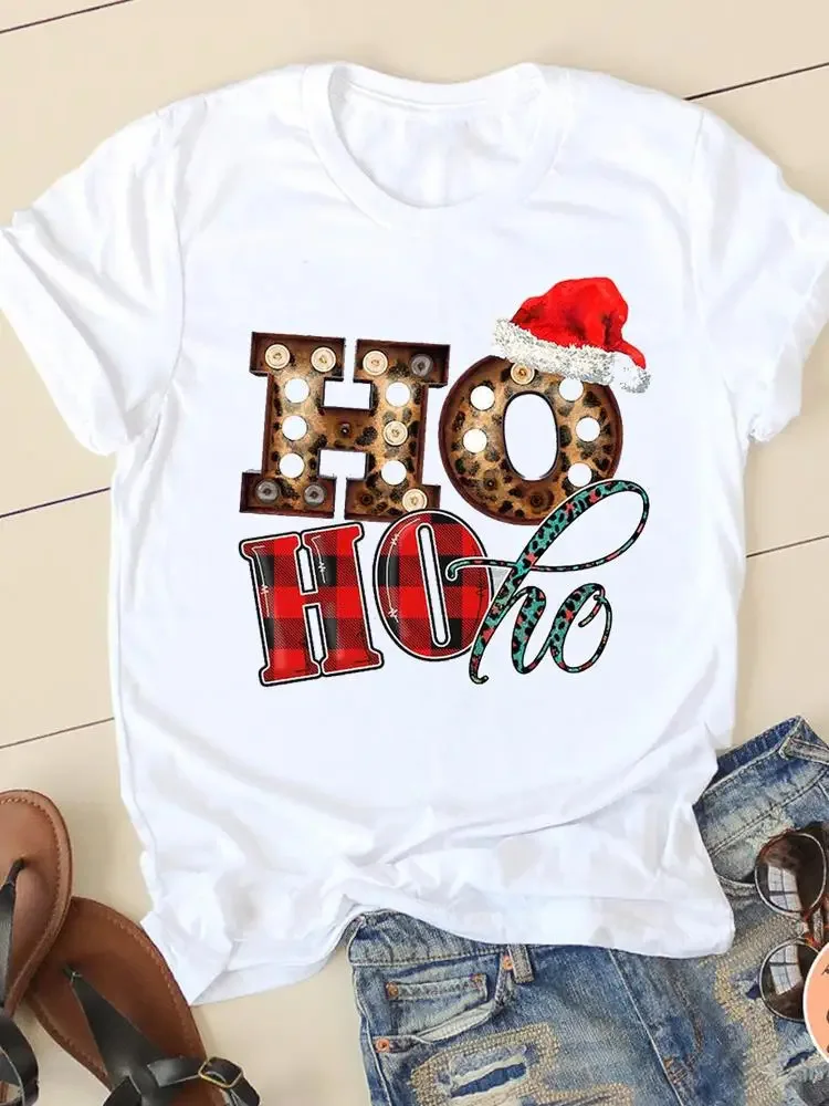 Women Merry and Sweet Christmas Gnome Coffee Cookie Print T‑Shirt Casual Crew Neck Short Sleeve Holiday Party Graphic Tee