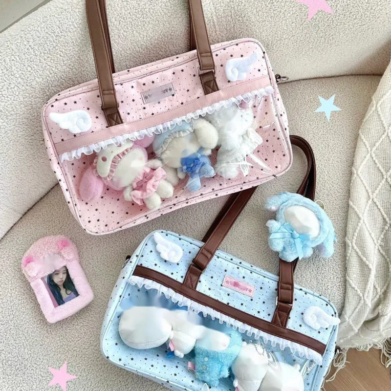 Bow Radium Lace Itabag Y2K Cut Transparent Bar Shoulder Messenger Bag Anime Large Capacity Female Large Capacity Baby Itabag New