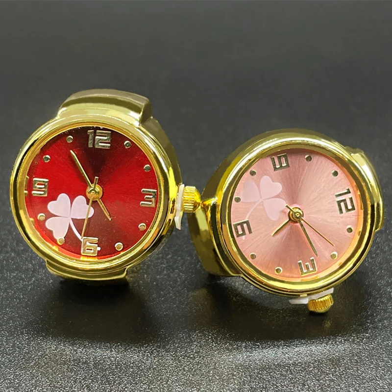 Hot Selling Classic Punk Quartz Finger Watch Ring for Men&Women Golden Shell Clock Rings Digital Watch Elastic Strap Rings Gifts