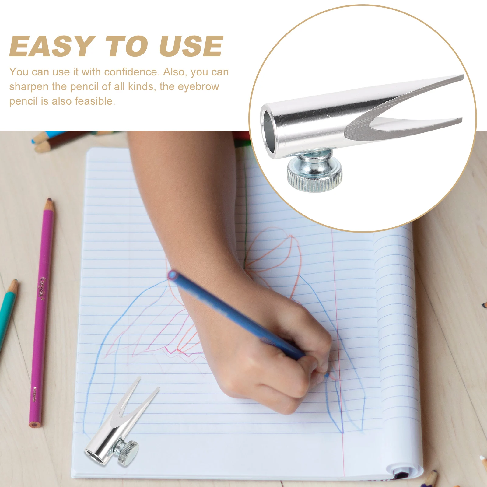 

Creative Manual Metal Pencil Sharpener Portable Compact Student Supplies Makeup Brow Lip Liner Sharpener For Women