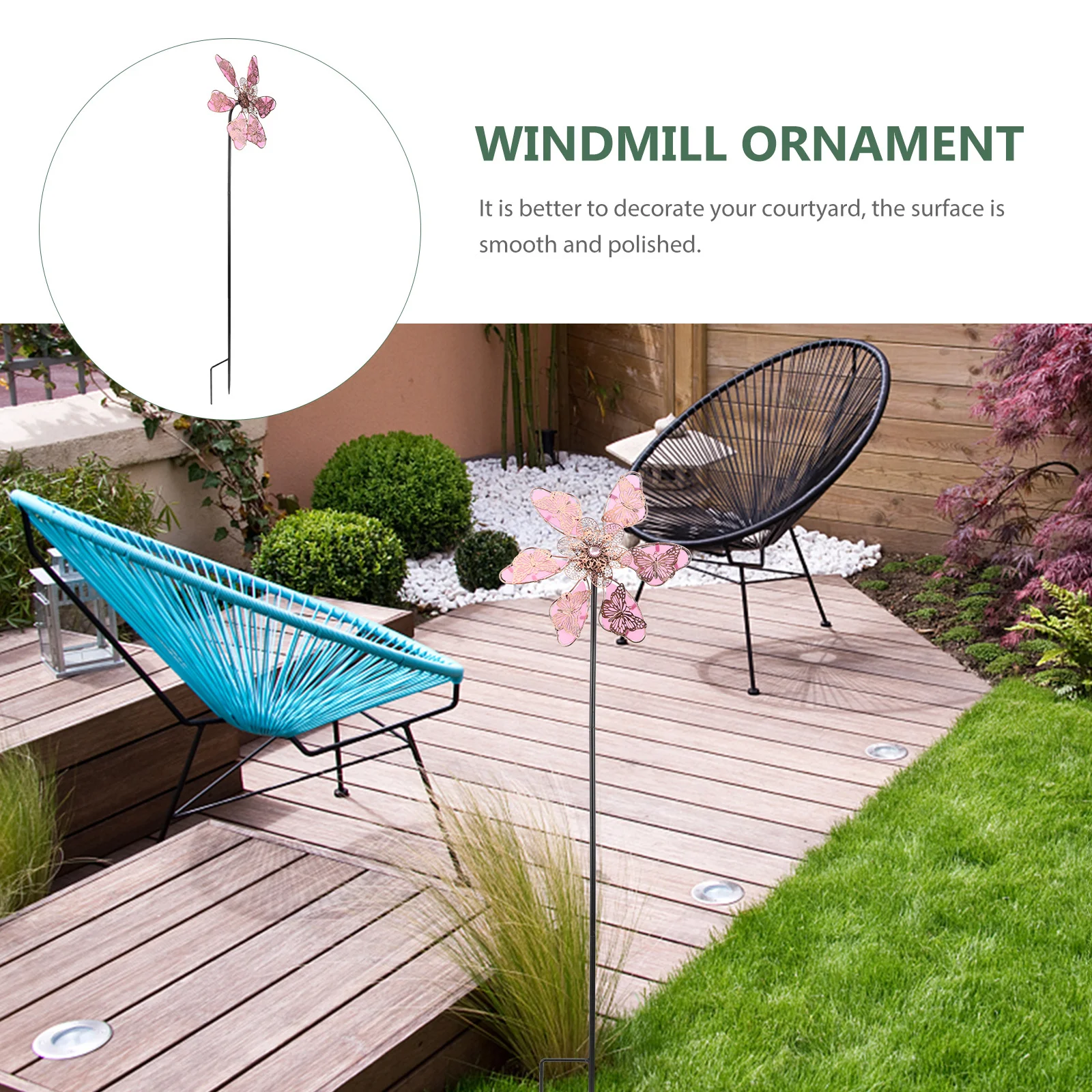 

Outdoor Garden Iron Luminous Butterfly-Shaped Windmill Decorative Rotating Yard Night Ornament Butterfly-Shaped Windmill