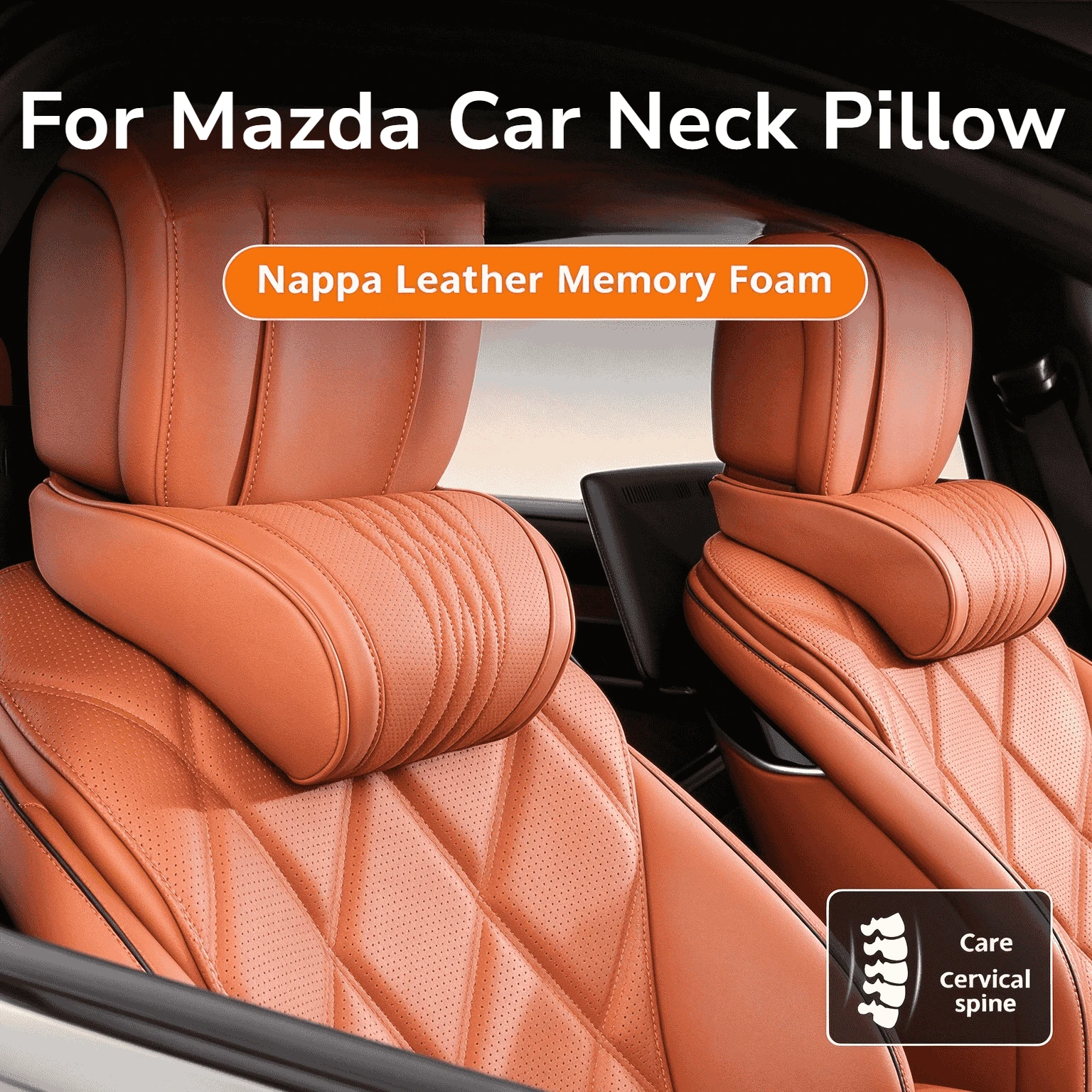 1set Soft Memory Foam Headrest Pillow Lumbar Support For Mazda6 CX-5 CX-30 MX-5 CX-50 CX-60 MX-30 Reduce Fatigue For Long Drive