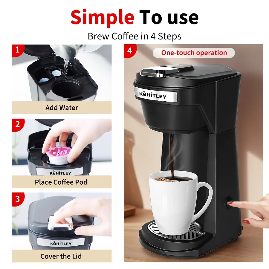 2 in 1 Single Serve Coffee Maker for K Cup Pods and Ground Coffee, Mini K Cup Coffee Machine with 6 to 14 oz Brew Sizes, Single - view 6