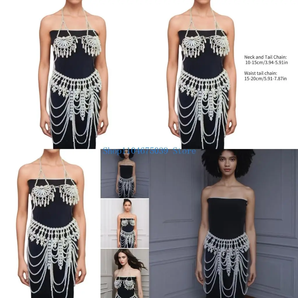 

5ASD Уникальный Abs Pearls Bra Dewelly Dewellable Body Chain Chaine Peachwear Ascessount