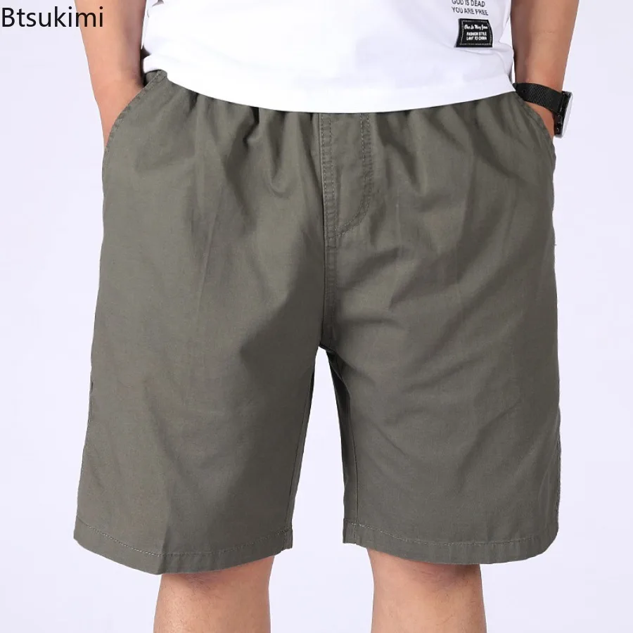 الصيف رقيقة متعددة جيب القطن الخالص ملابس العمل السراويل الرجال المتضخم فضفاض مستقيم الساق خمس نقاط عادية فوق الركبة شورتات للبحر #5