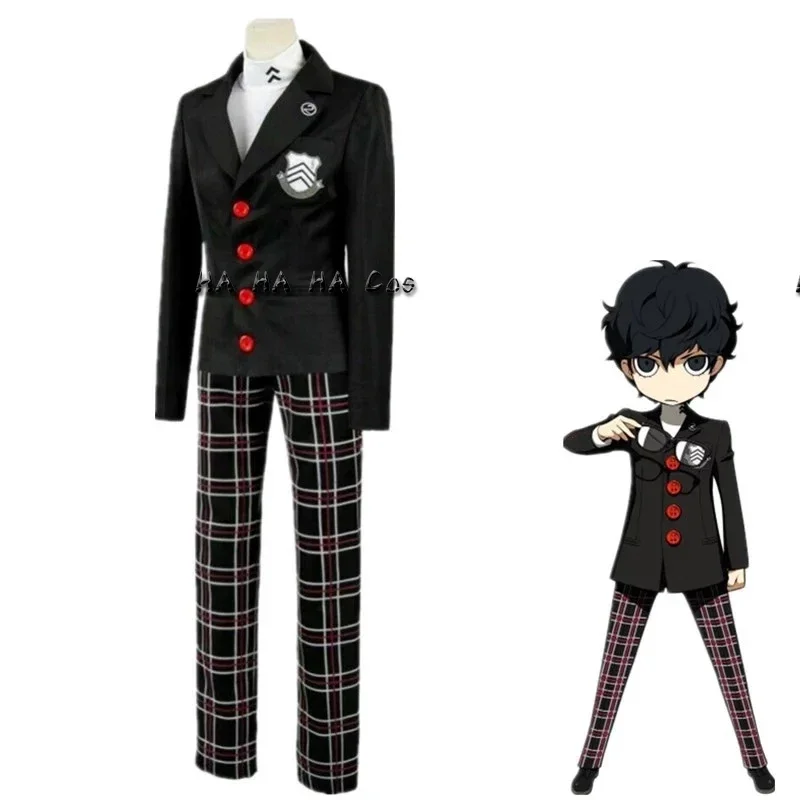 Akira Kuru Anime Cosplay Costume P5 Ren Amamiya Full Set School Uniform Mens Suits Halloween Wig Shoes Glasses Bag