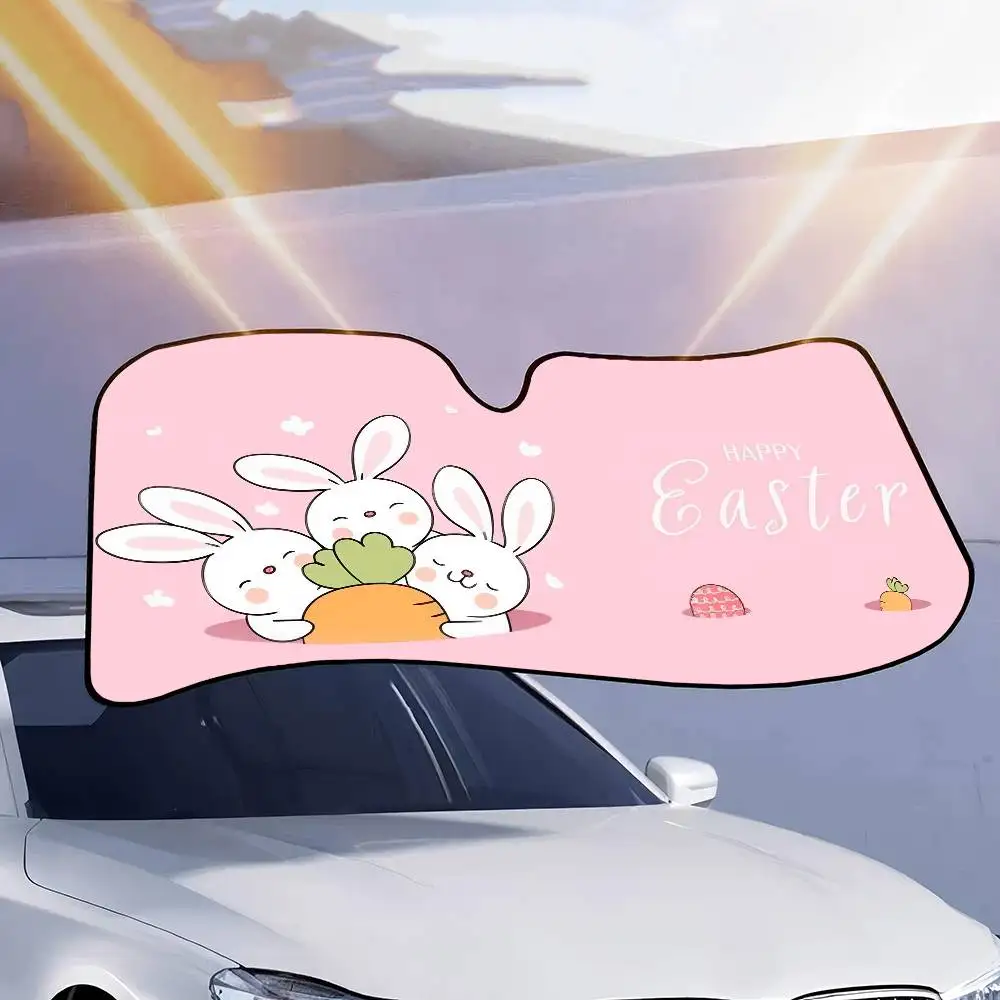 Cute Cartoon Rabbit Sunshade Sun Shade Shield Blocker Auto Cover Protector Window Visor Universal