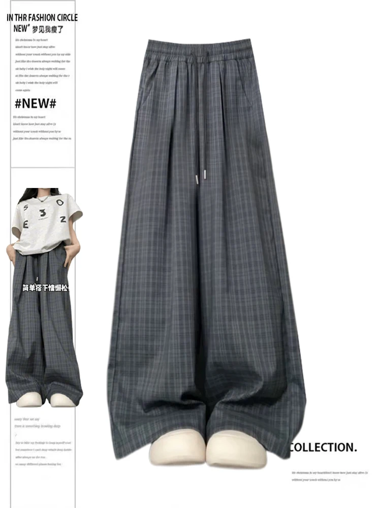 

Women Y2k Japanese Streetwear 2000s Grunge Harajuku Plaid Sweat Pants Joggers Baggy Pantalones Drawstring Trousers Trashy Y2k