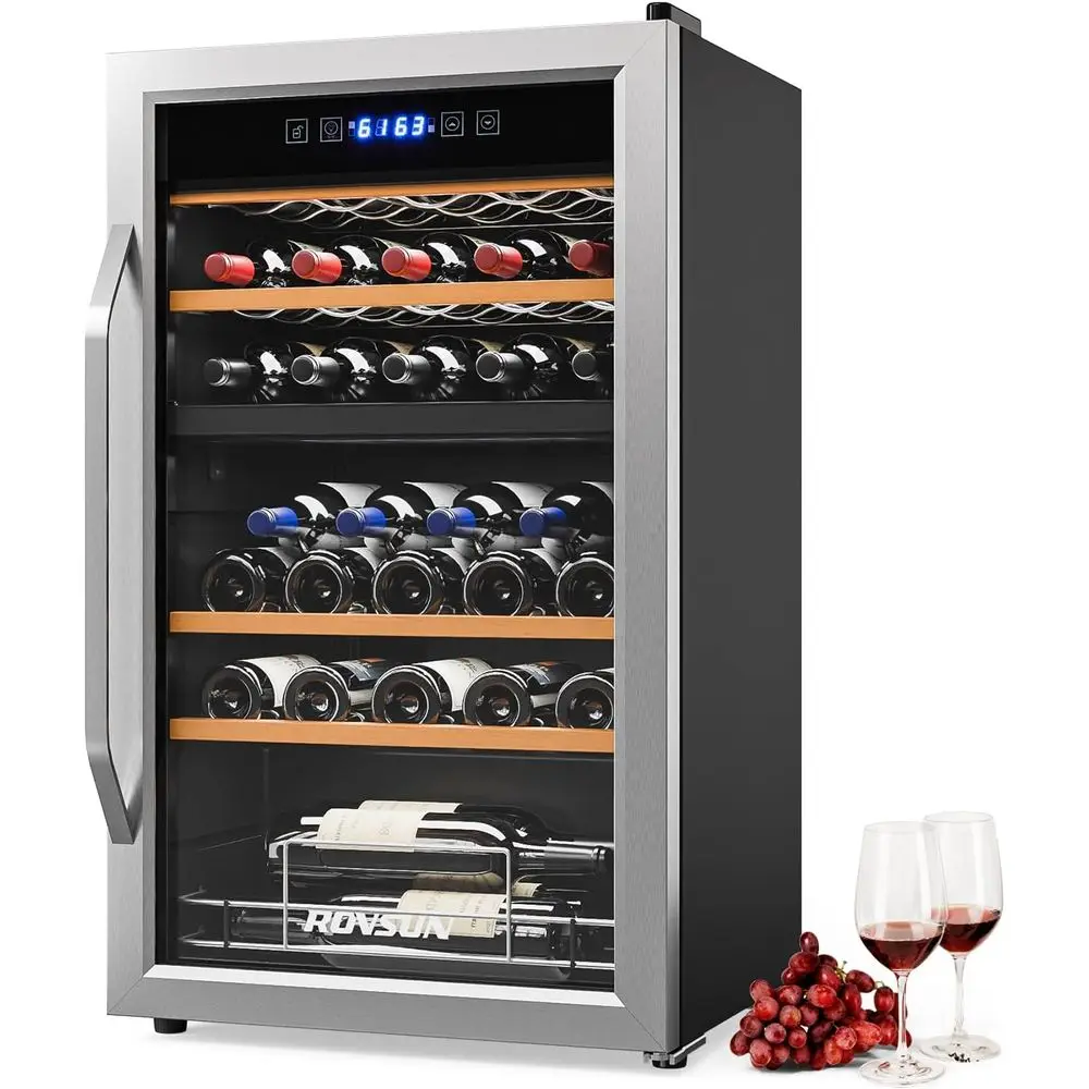 

Винный холодильник на 33 бутылки с двумя температурными зонами, стеклянной дверцей и цифровым контролем температуры