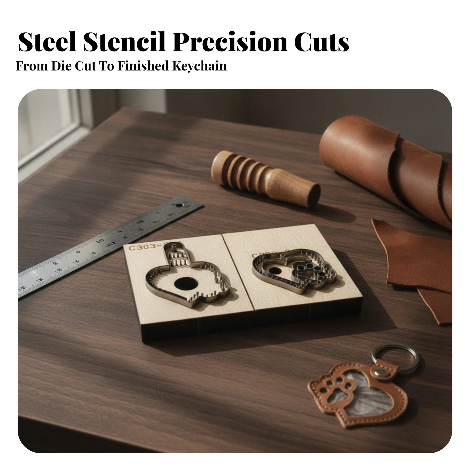 2 Pieces Pet Memorial Pendant Cutting Die Accurate Paw and Heart Leather Die Long-Lasting Sturdy for Leathercrafters