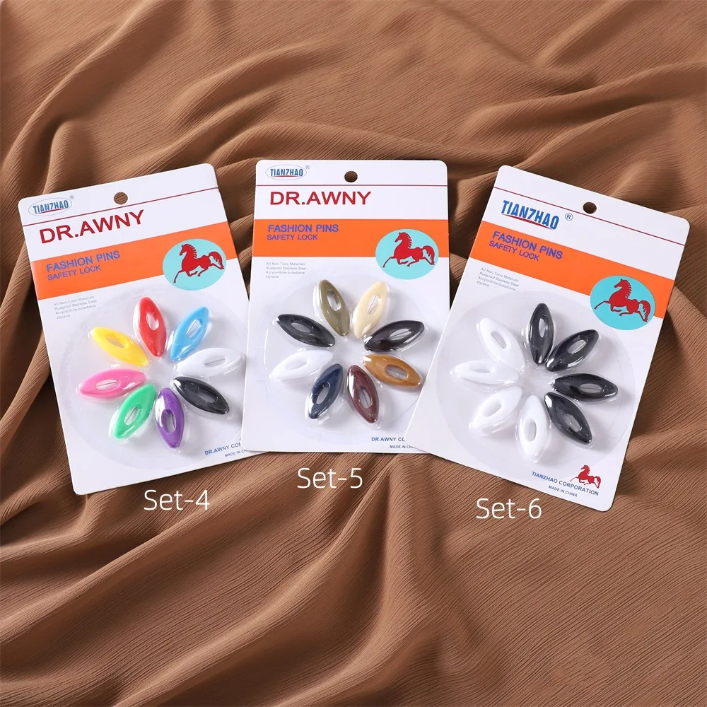 8pcs/Set Plastic Muslim Hijab Multicolor Pins Safety Scarf Clip Pin Islam Shawl Women Accessories Headscarf High Quality Brooch