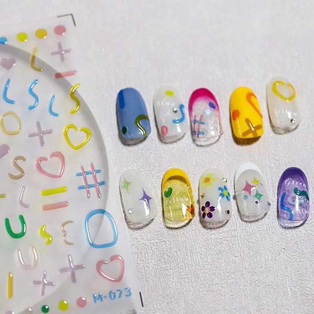 Mode Sterren Love Heart Round Dot Engelachtige Letters Gelei Nail Stickers Nagel Decoraties Hart Nagel Stickers Bloemen Nagel Stickers