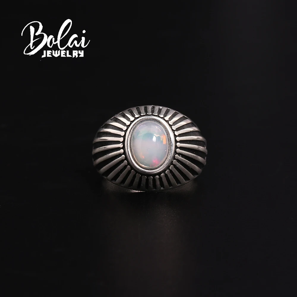 Classic design 925 sterling silver women's ring October Birthstone nature oval 7*9mm opal cab fine jewelry for anniversary gifts