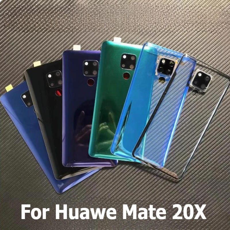 New  Back Glass For Huawei Mate 20X 4G 5G EVR-L29 N29 Back Battery Cover Door Rear Housing Case With Camera Lens