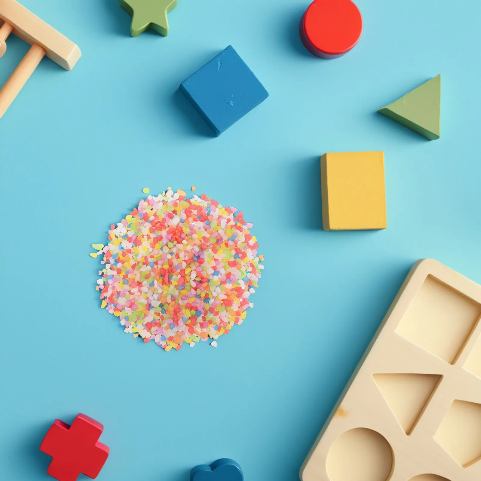 مجموعة أحجار رملية 100 جرام لمنطقة لعب الأطفال، حصى زخرفي ملون بألوان زاهية، أحجار آمنة وناعمة وخفيفة الوزن لصندوق الرمل وحوض السمك