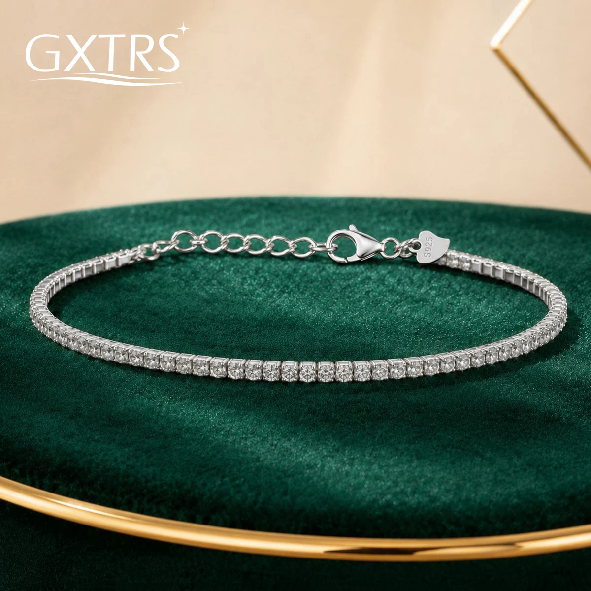 GXTRS 1.5/2/3mm Moissanite Tennis Bracelets For Women S925 Silver Elegant Lab Diamond Adjustable Hand Chain Wedding Fine Jewelry