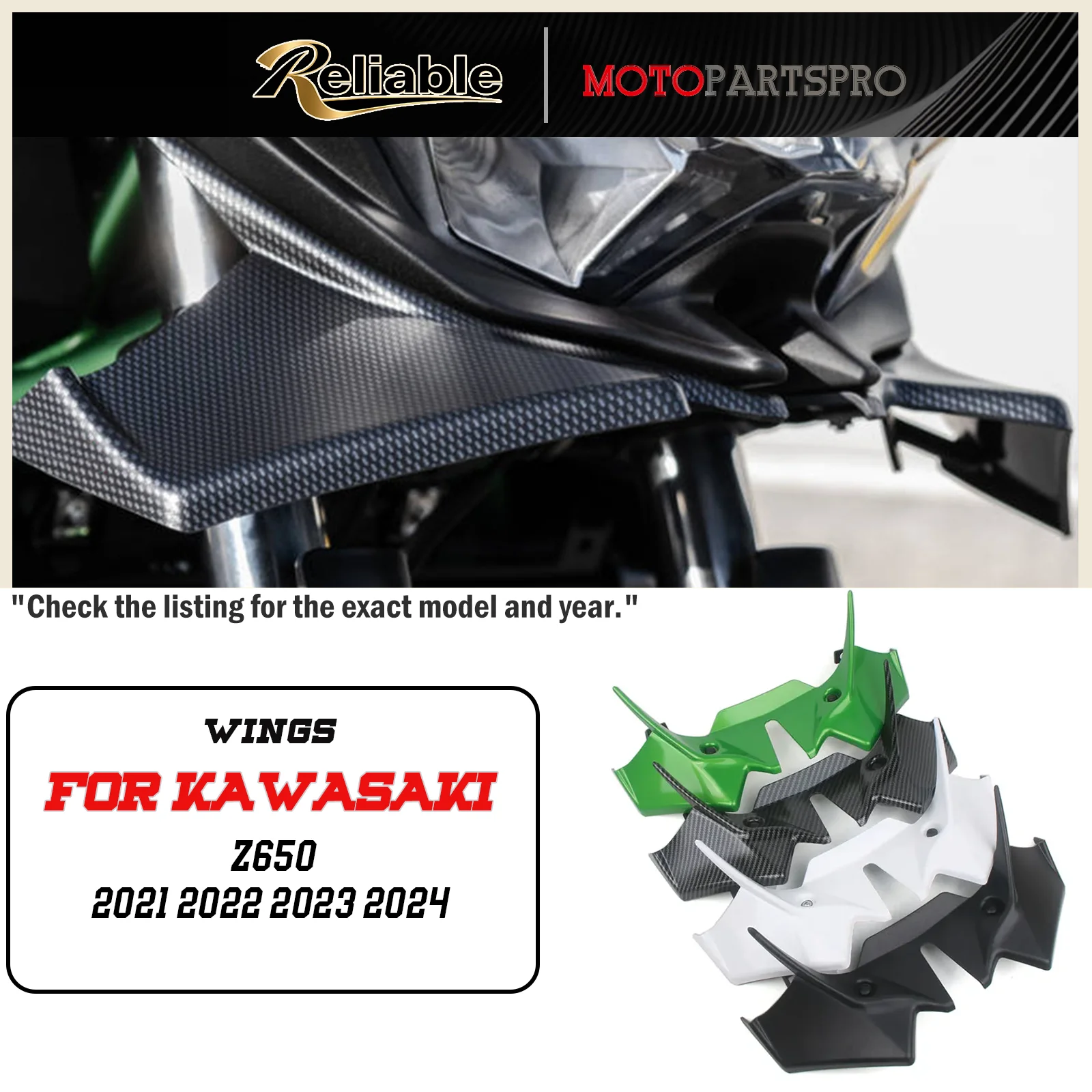 

Z650 21-24 Motorcycle Front Spoiler Winglets Aerodynamic Wing Front Fairing Cover For Kawasaki Z650 z650 2021 2022 2023 2024