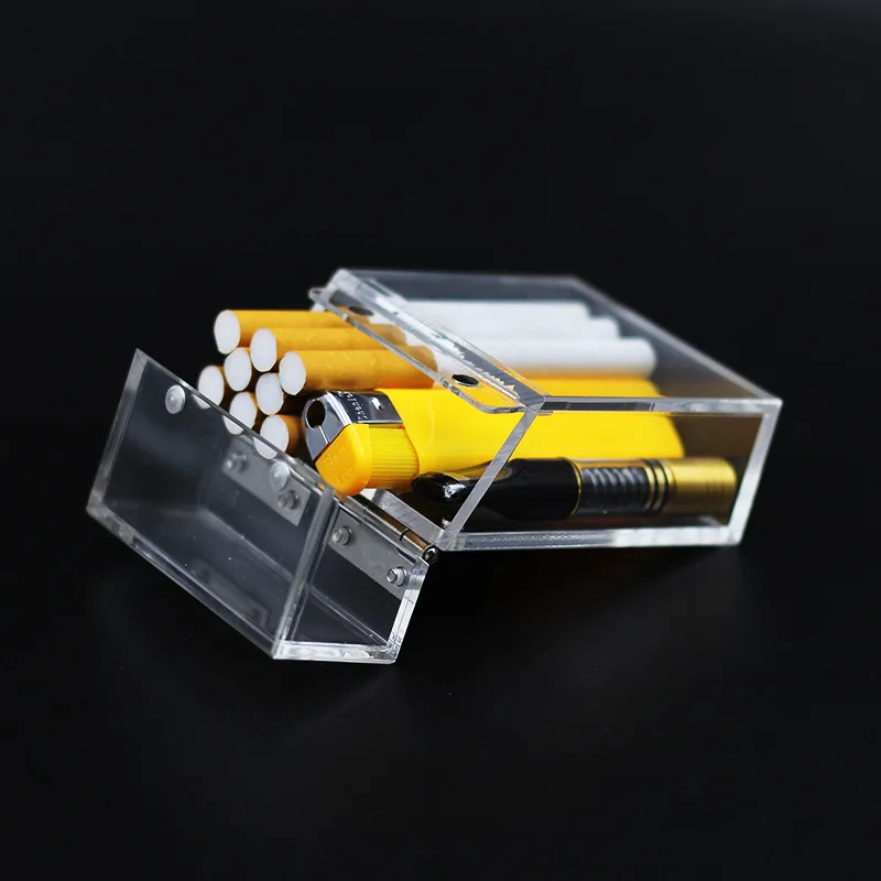 Invisible Magnetic Buckle Acrylic Transparent Cigarette Box Portable Tobacco Cigarette Case for Men and Women