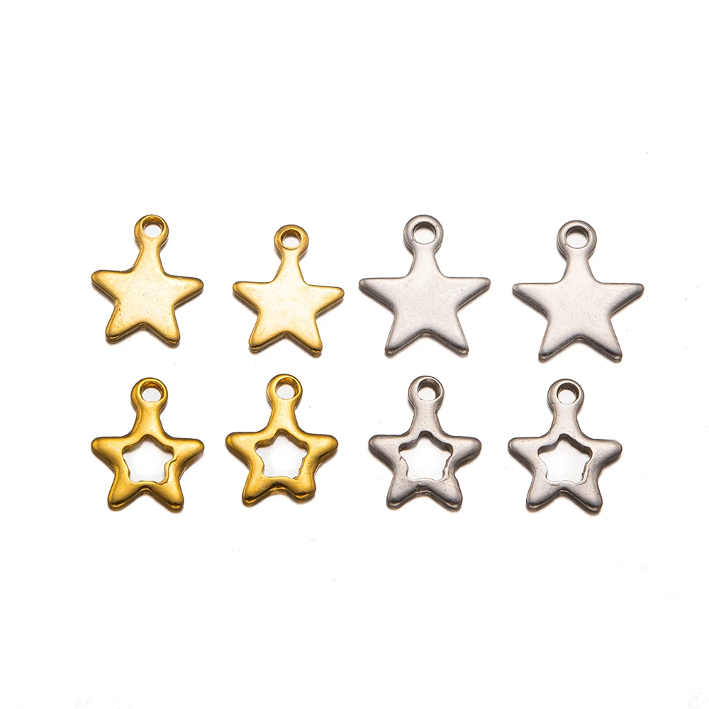 20pcs Stainless Steel Small Star Pendants Flat Charms for DIY Handmade Necklaces Bracelets Jewelry Making Supplies End Tail