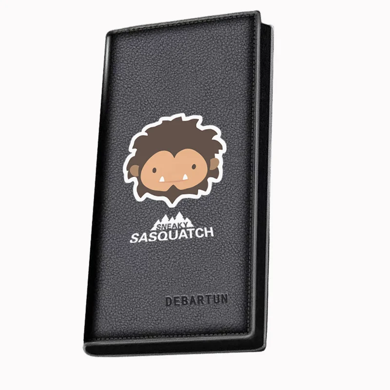 Bigfoot brown cartoon graphic face  Men's Long Wallets Business Stylish Printing Design Casual Use Christmas Valentine's Father'