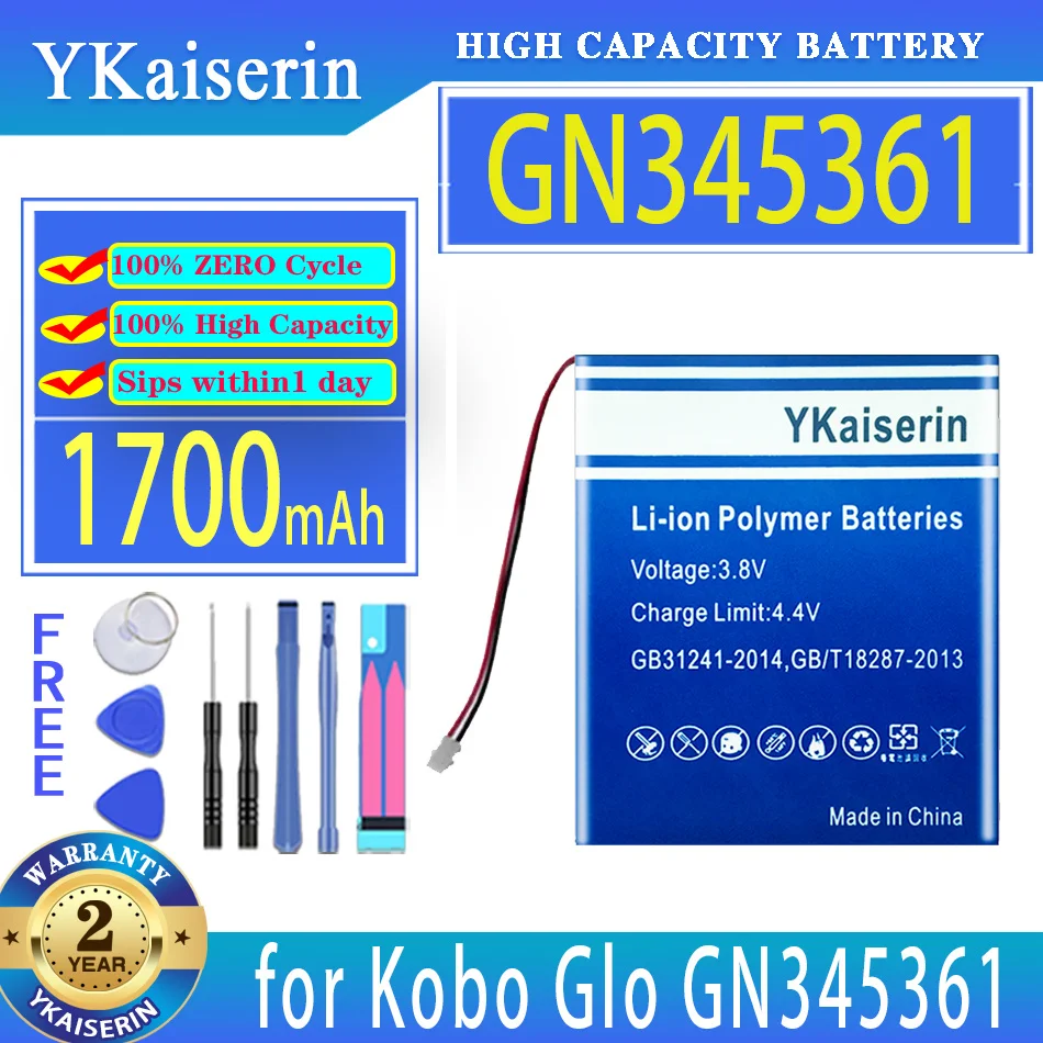 YKaiserin 1700mAh Replacement Battery GN345361 for Kobo Glo Electric Book