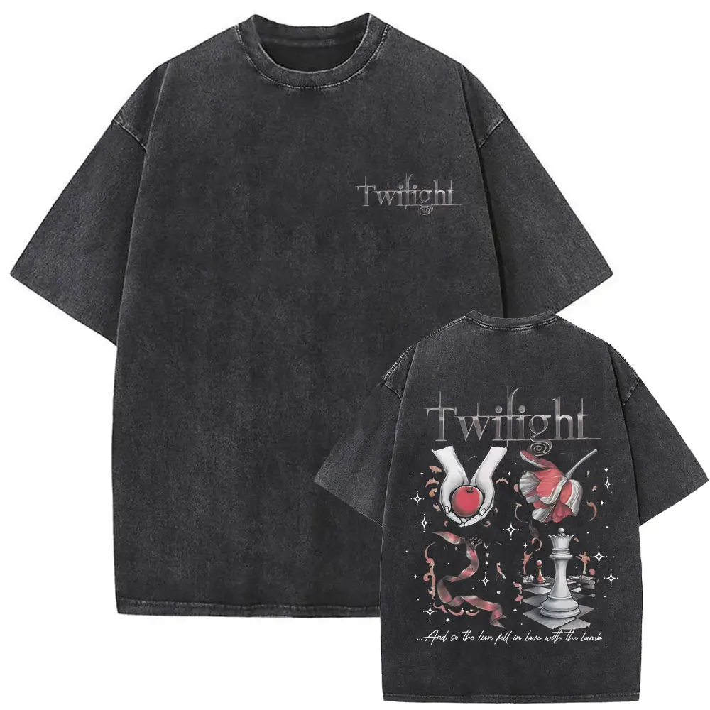 Washed Vintage Movie Twilight Book Lover Vampire Robert Pattinson T-shirt Edward Cullen T-shirts Men Women Oversized T Shirts