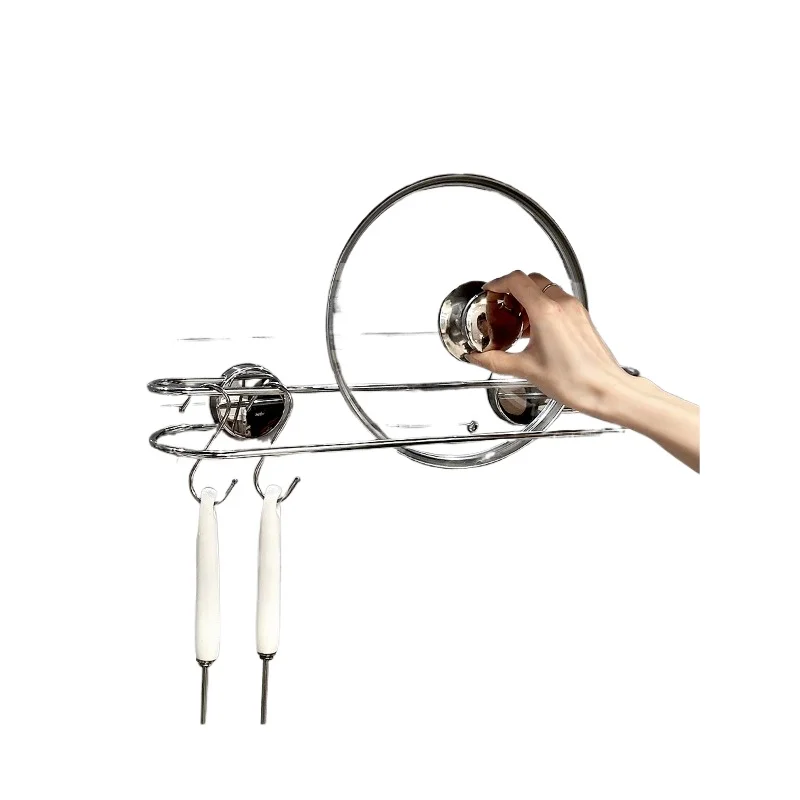 

Kitchen Stainless Steel Shelf Wall Hanging Multifunctional Pot Lid Rack Kitchenware Storage Rack