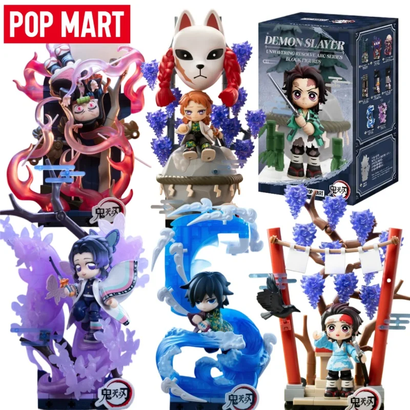 POP MART Demon Slayer Série Unwavering Resolve Arc Figurines Blocs Boîte Mystère Jouet de Collection Décoration de Bureau Modèle Cadeau d'Anniversaire