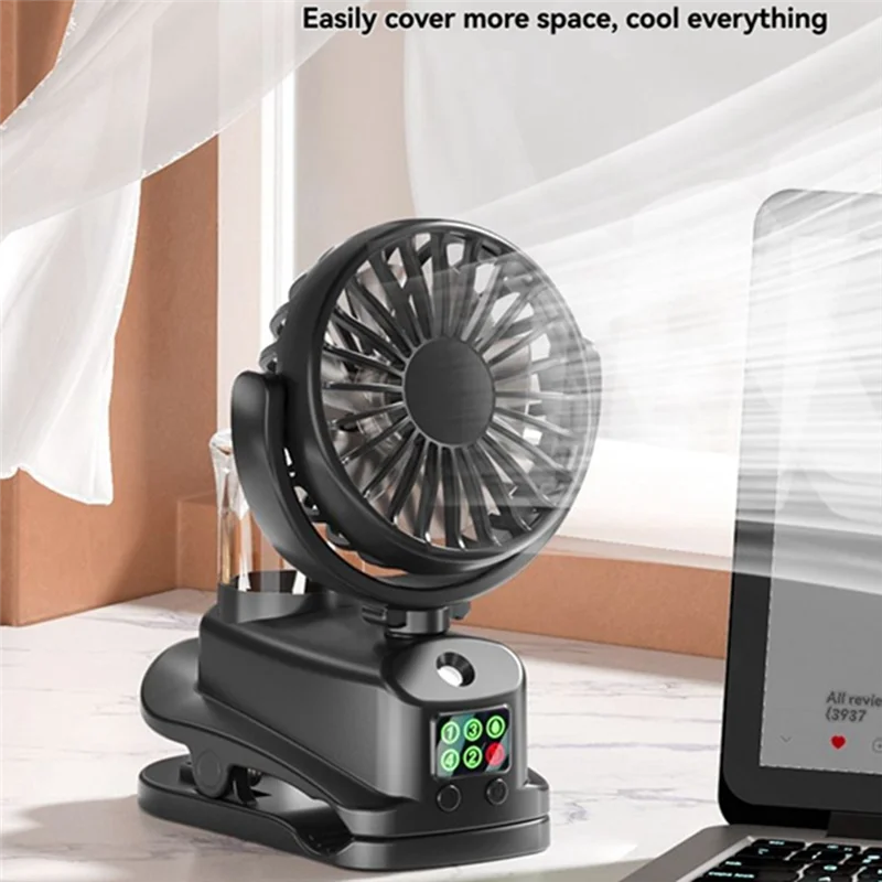 

B88B-четырехскоростной вентилятор с возможностью зарядки, мини-вентилятор с зажимом на пьедестале, подходит для домашнего и офисного использования, компактный