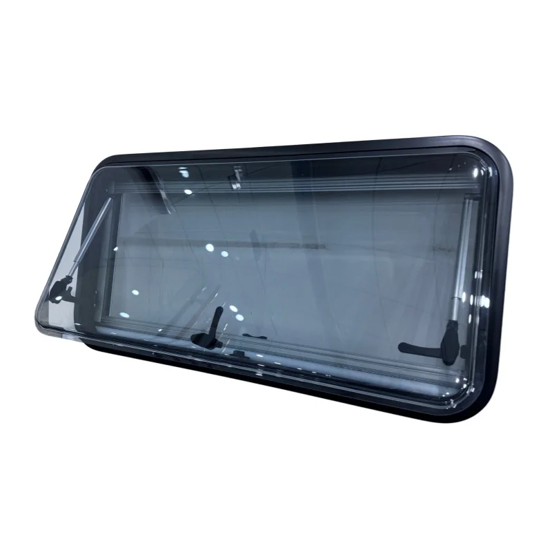 Replacement Rounded Corner Caravan RV Aluminum Alloy Side Window Acrylic Glass With Shade & Fly Screen For Camping
