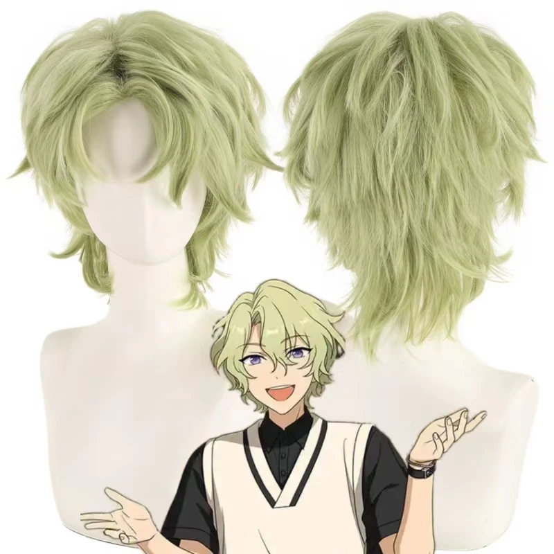 

Anime Ensemble Stars Tomoe Hiyori cosplay wig short curly hair Heat Resistant Hair Wigs with Rose net Halloween