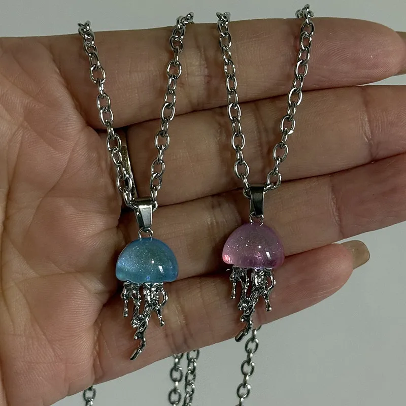 Mode Silber Farbe Seestern Quallen Tropfen Halskette Für Frauen Vintage Paar Elegante Lange Quasten Charme Halskette Schmuck
