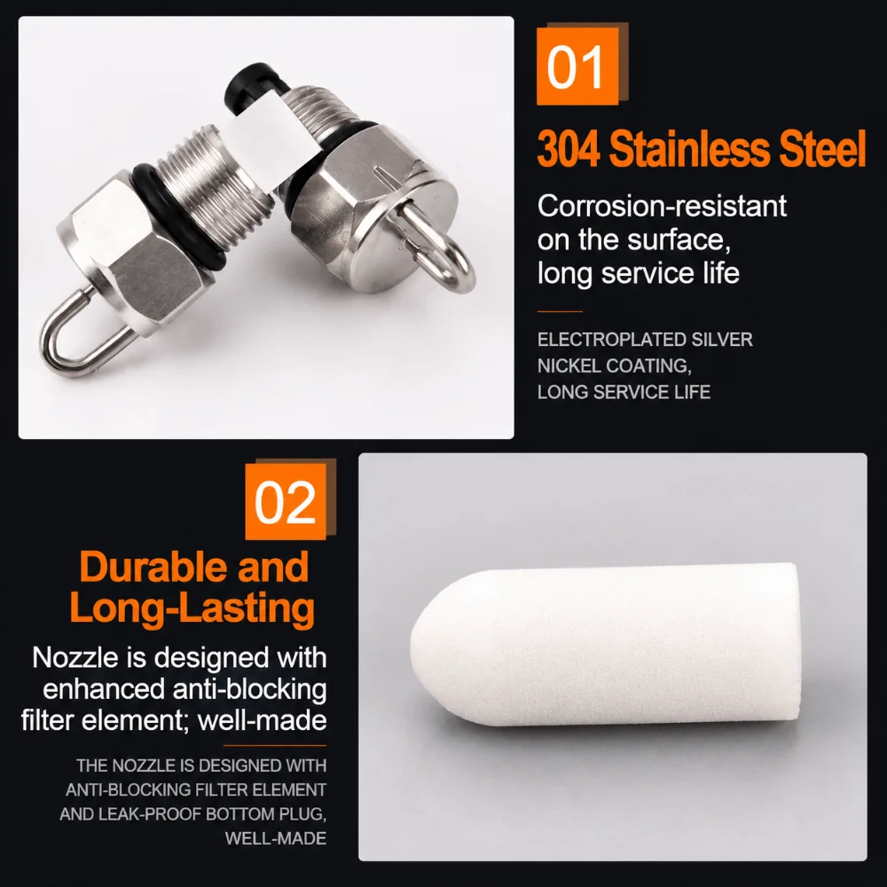 304 Stainless Steel Ruby Impingement Fog Nozzle High Pressure With Filter Impact Pin Mist Nozzle 1/8 Inch