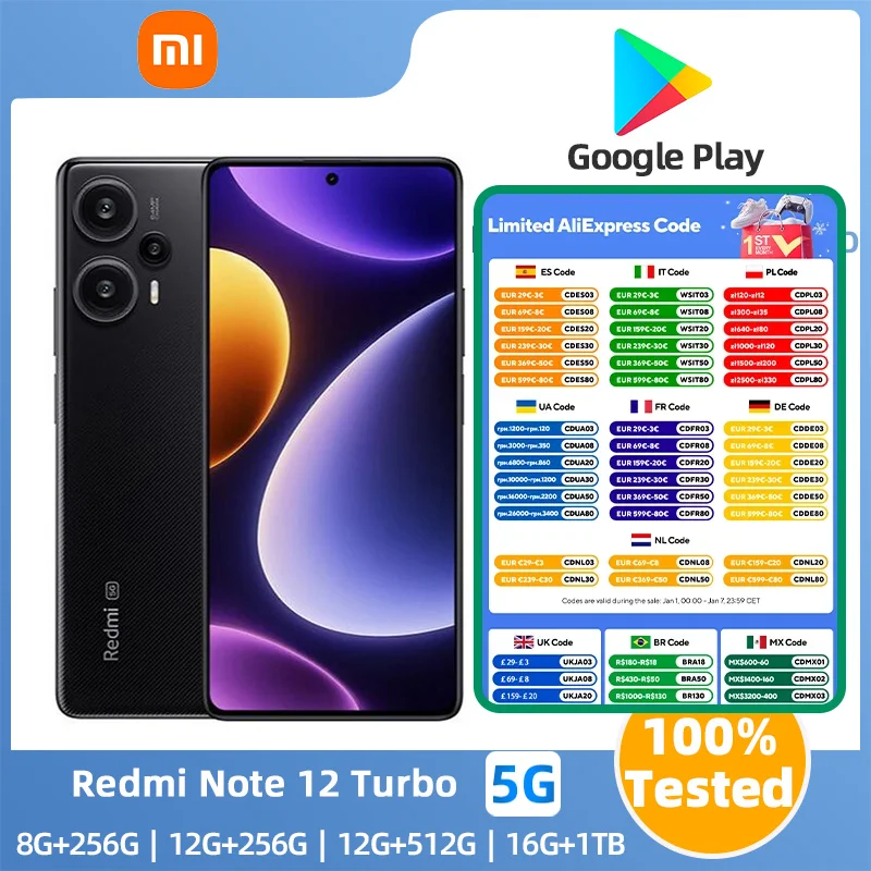 Xiaomi Redmi Note 12 Turbo 5G  Snapdragon 7+ Gen 2 RAM 8GB ROM 256GB 120Hz OLED Display 5000mAh used phone