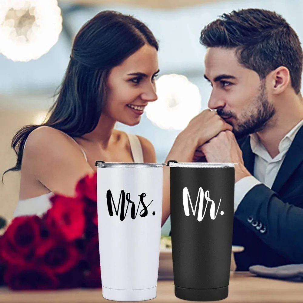 Set of 2 Stainless Steel Travel Tumbler Insulated Travel Tumbler for Wedding Engagement Ideas for Newlyweds Couples Wife Bride