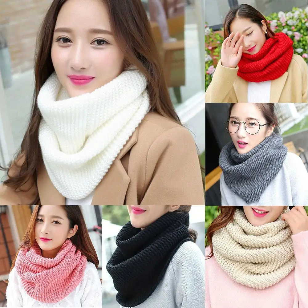 

Warm Knitted Scarf Thickened Plush Windproof Winter Neck Gaiter Neck Warmer with Soft Style Texture Winter Scarf for Women