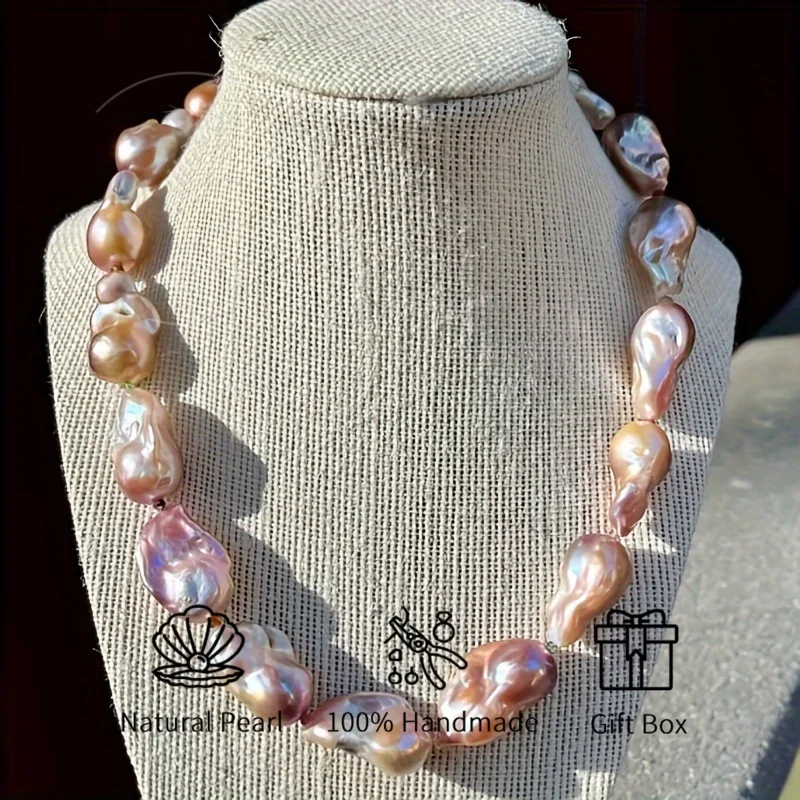 

MYSOYA 25-28 мм фиолетовое ожерелье из пресноводного жемчуга в стиле барокко, подарочная коробка с натуральным жемчугом, идеально подходит для свадьбы, дня рождения, Рождества, Нового года