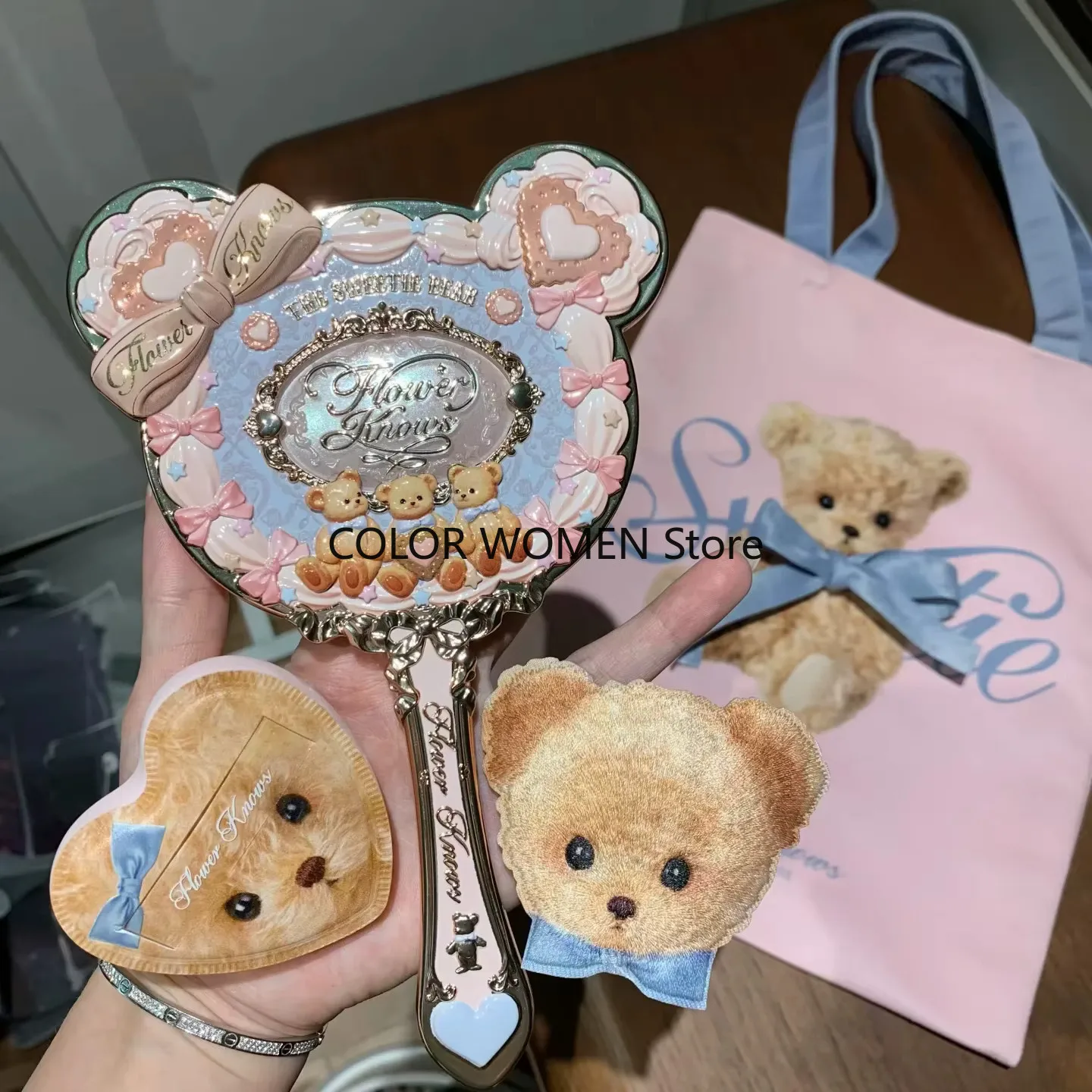 Flower Knows Limited Edition Pop Up Store Hand Mirror with Powder Puff and Canva sets