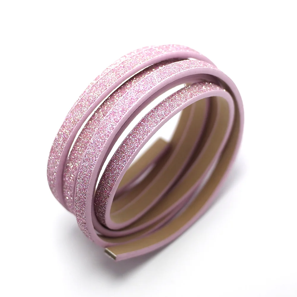 1.15meter Light Purple Pink Shiny Leather Cord,5mm Leather Strip,Leather Belt Bag Handle,Waist Chain KeyChain Bracelet Making